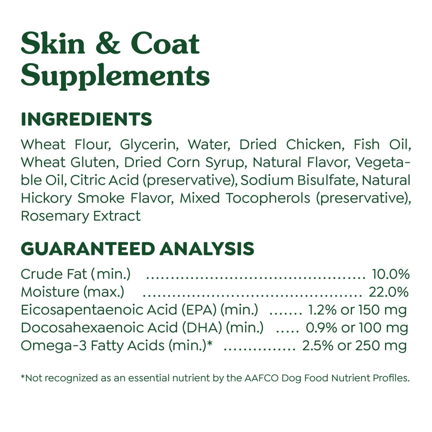 Greenies Supplements Dog Skin and Coat Supplements with Fish Oil & Omega 3 Fatty Acids, Chicken Flavor, 7.37 oz. 40-Count