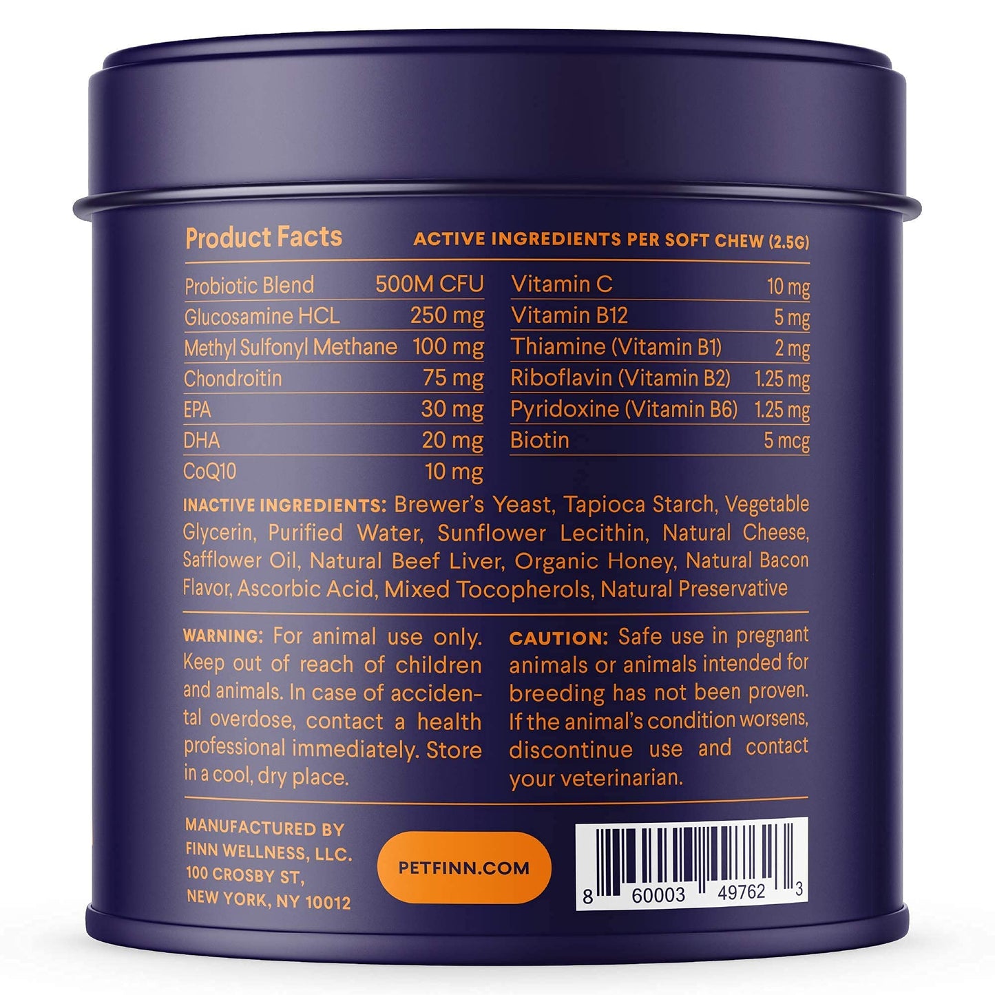 Finn All-in-1 Dog Multivitamin - Everyday Multivitamin Supplement for Dogs with Probiotics, Omega-3s, Glucosamine | Gut & Immune Health, Joint Support, Heart Health | 90 Soft Chews