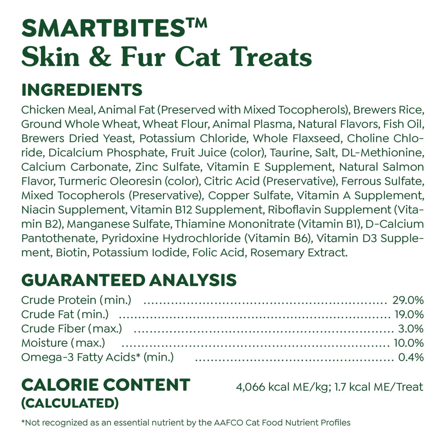 Greenies Feline Smartbites Skin & Fur Health Crunchy and Soft Cat Treats, Salmon Flavor, 4.6 oz. Pack