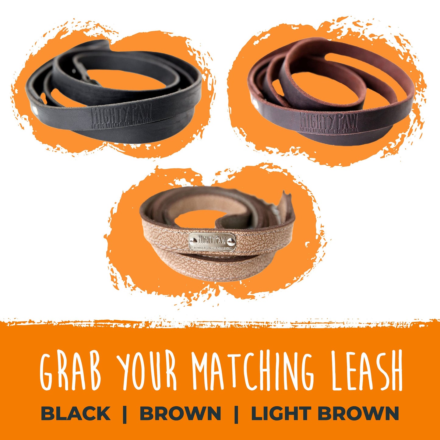 Mighty Paw Leather Dog Collar - Genuine Distressed Leather - Strong Metal Buckle - Ultimate Comfort - Modern Style for All Dogs Breeds - Comfort Puppy Collar - (Small - Brown)