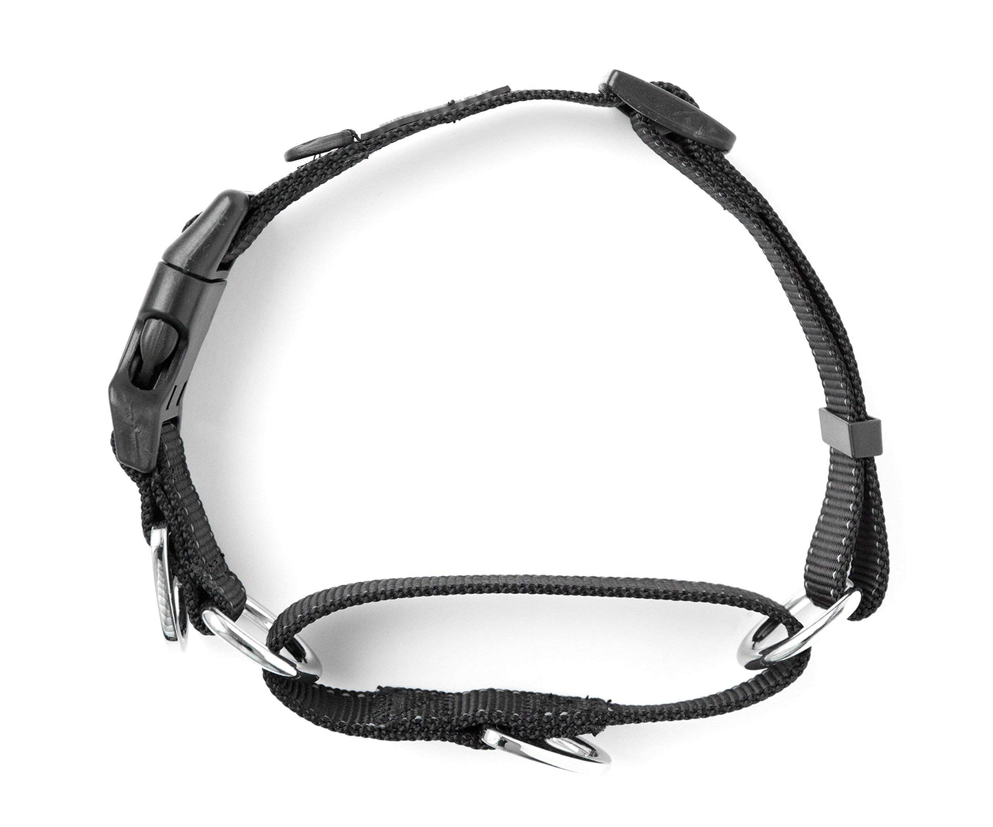 Mighty Paw Martingale Nylon Training Collar - Martingale Collar Dog - Limited Slip Design for Controlled Training - Reflective Stitching for Safety - Black Collars - Medium Size