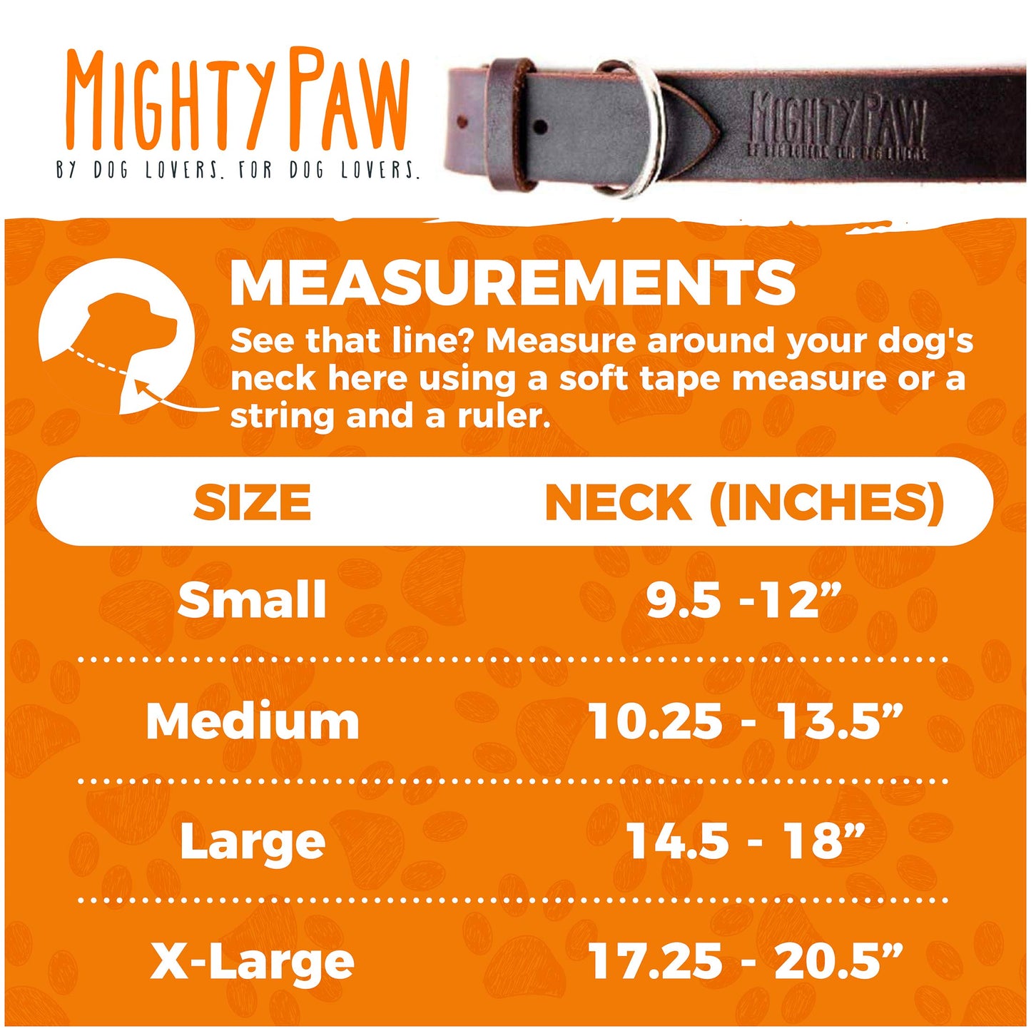 Mighty Paw Leather Dog Collar - Genuine Distressed Leather - Strong Metal Buckle - Ultimate Comfort - Modern Style for All Dogs Breeds - Comfort Puppy Collar - (Small - Brown)