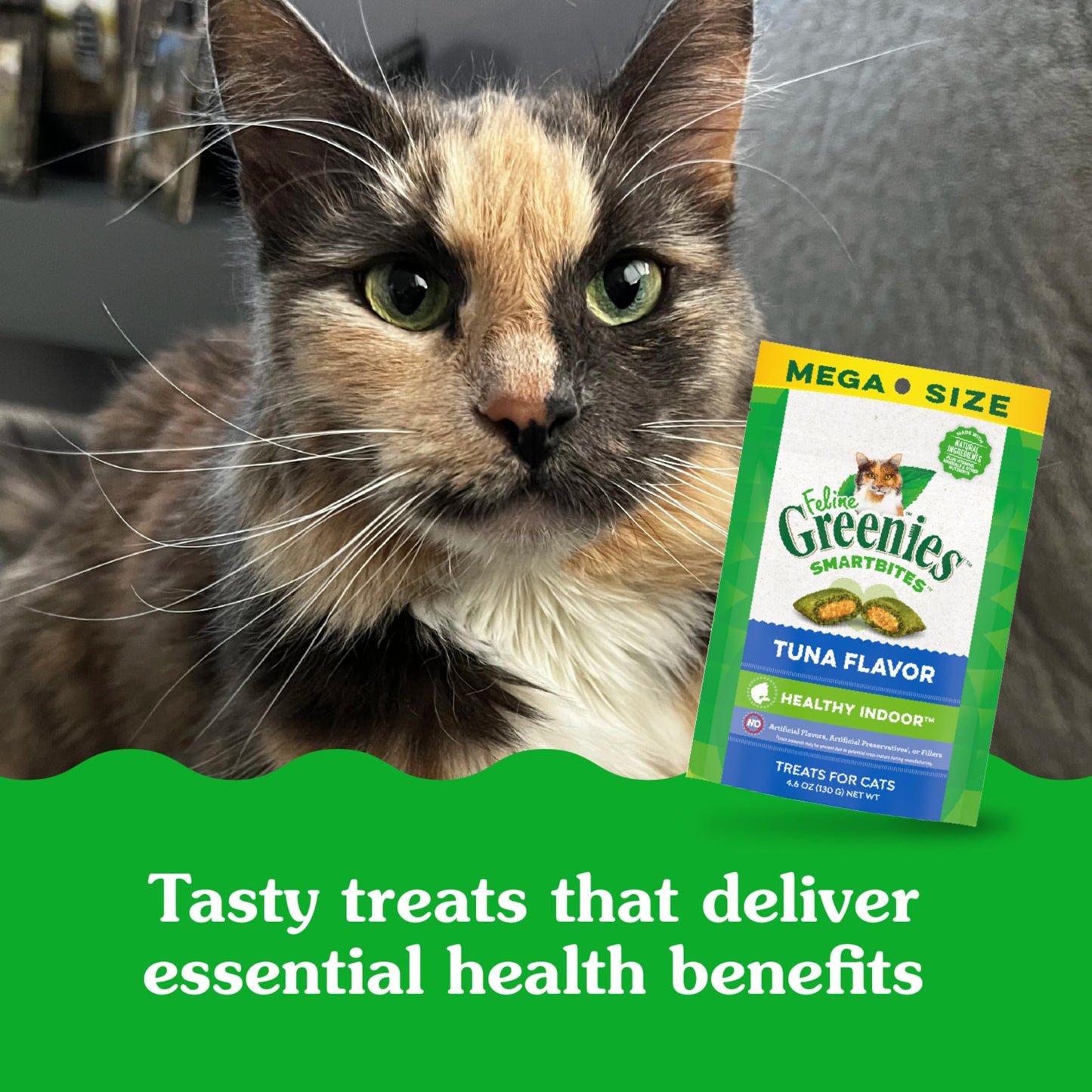 Greenies Feline Smartbites Healthy Indoor Natural Treats for Cats, Tuna Flavor, 4.6 oz. Pouch (Pack of 1)