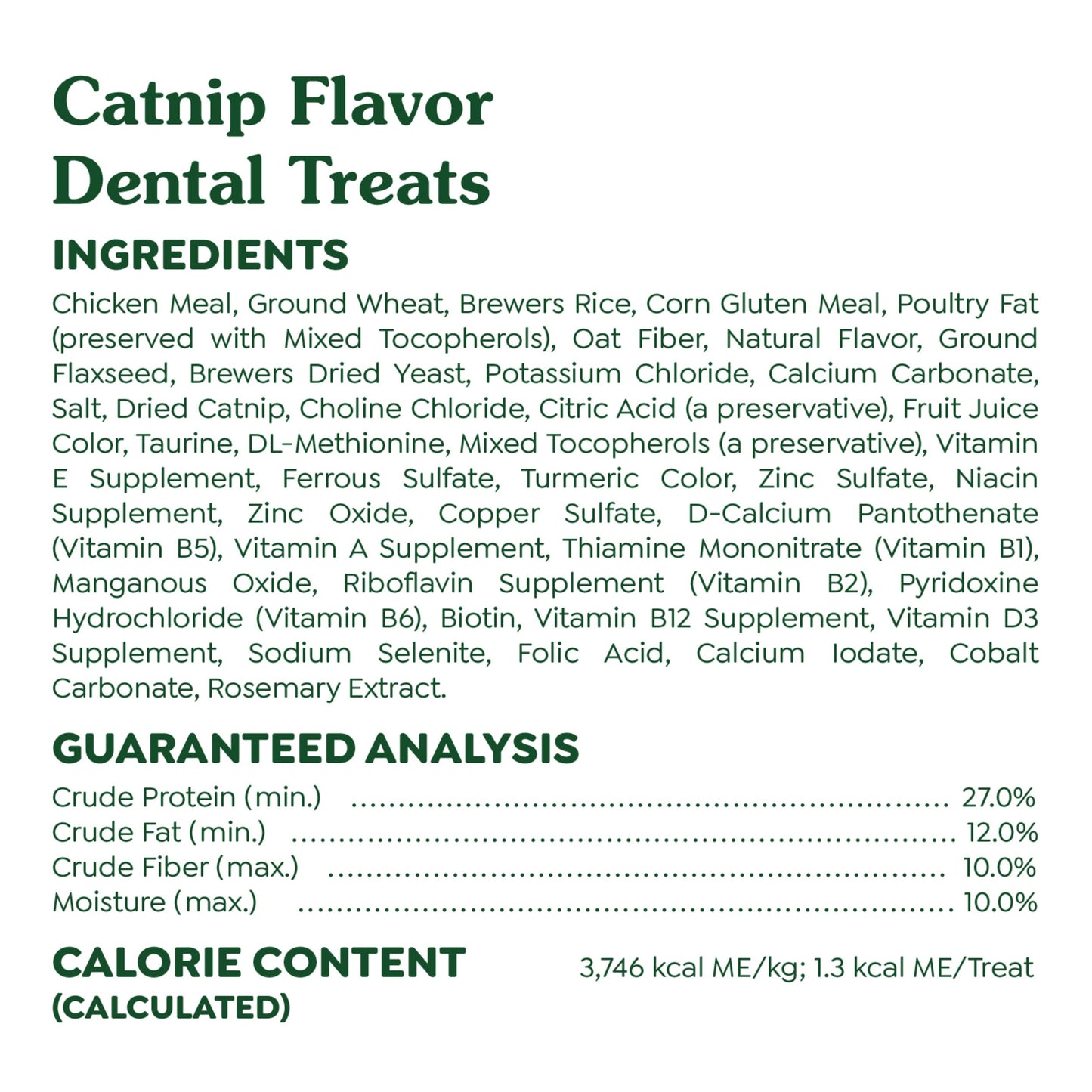Greenies Feline Adult Dental Cat Treats, Catnip Flavor, 4.6 oz. Pack