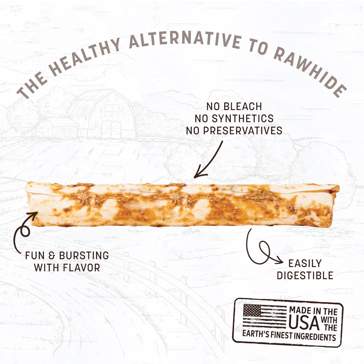 Earth Animal No Hide Large Beef Flavored Natural Rawhide Free Dog Chews Long Lasting Chew Sticks | Treats for Large Dogs | Great for Aggressive Chewers, 7 oz