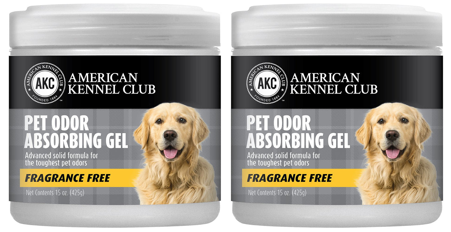 AMERICAN KENNEL CLUB SMELLS BEGONE Pet Odor Absorber Gel - Air Freshener & Odor Eliminator - Fragrance Free - 15 Ounce - 2 Pack