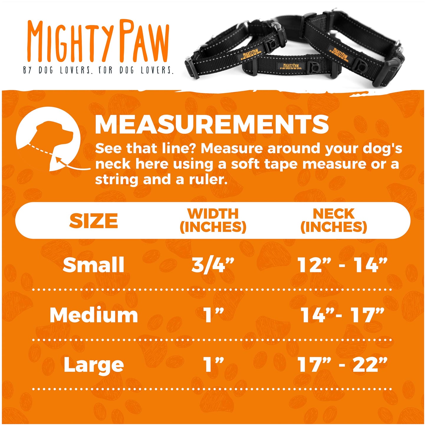 Mighty Paw Martingale Nylon Training Collar - Martingale Collar Dog - Limited Slip Design for Controlled Training - Reflective Stitching for Safety - Black Collars - Medium Size