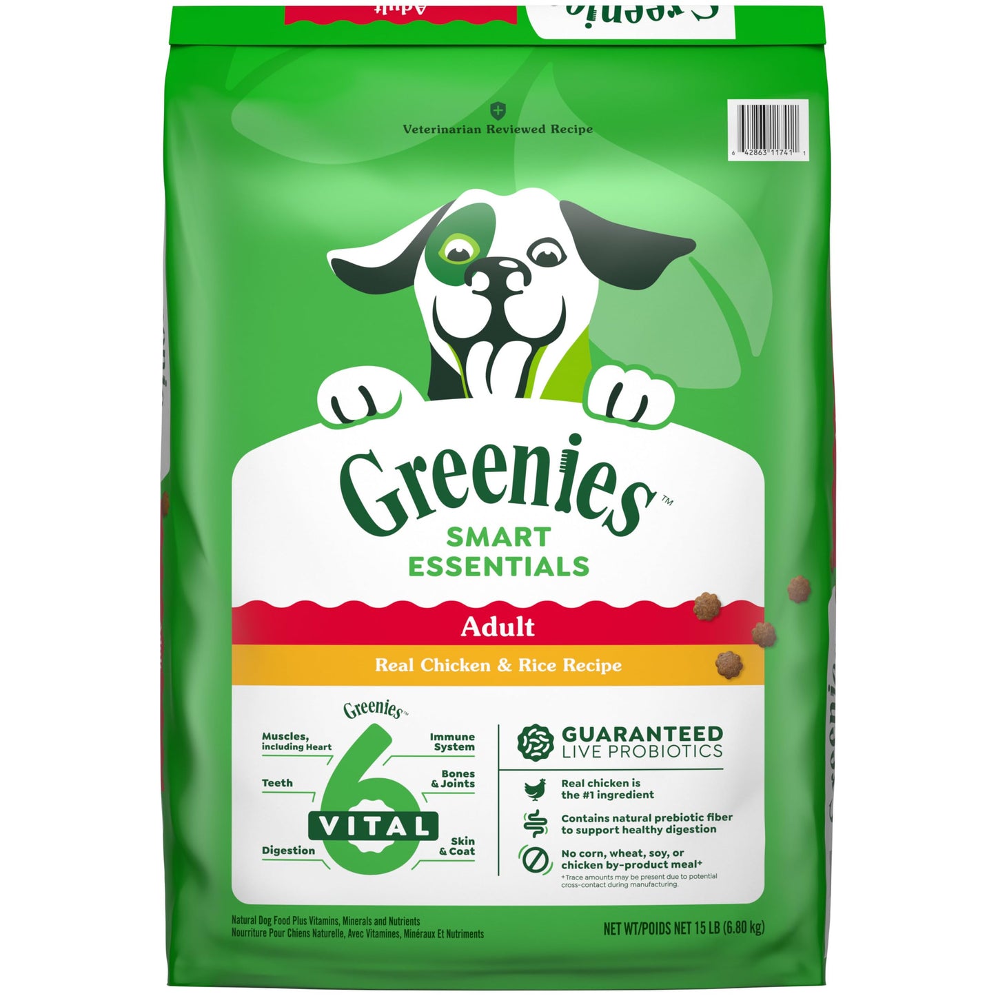 Greenies Smart Essentials Adult High Protein Dry Dog Food Real Chicken & Rice Recipe, 15 lb. Bag