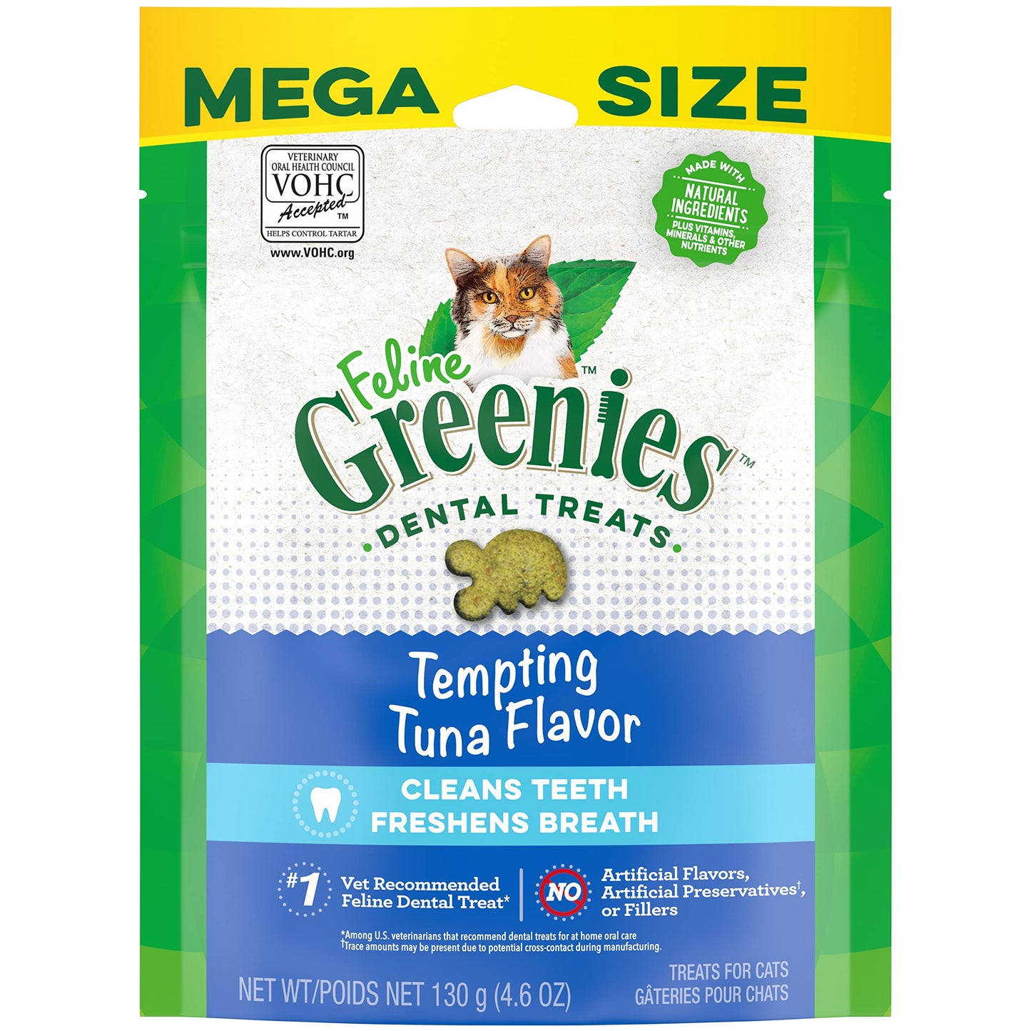 Greenies Feline Adult Dental Cat Treats, Tempting Tuna Flavor, 4.6 oz. Pack