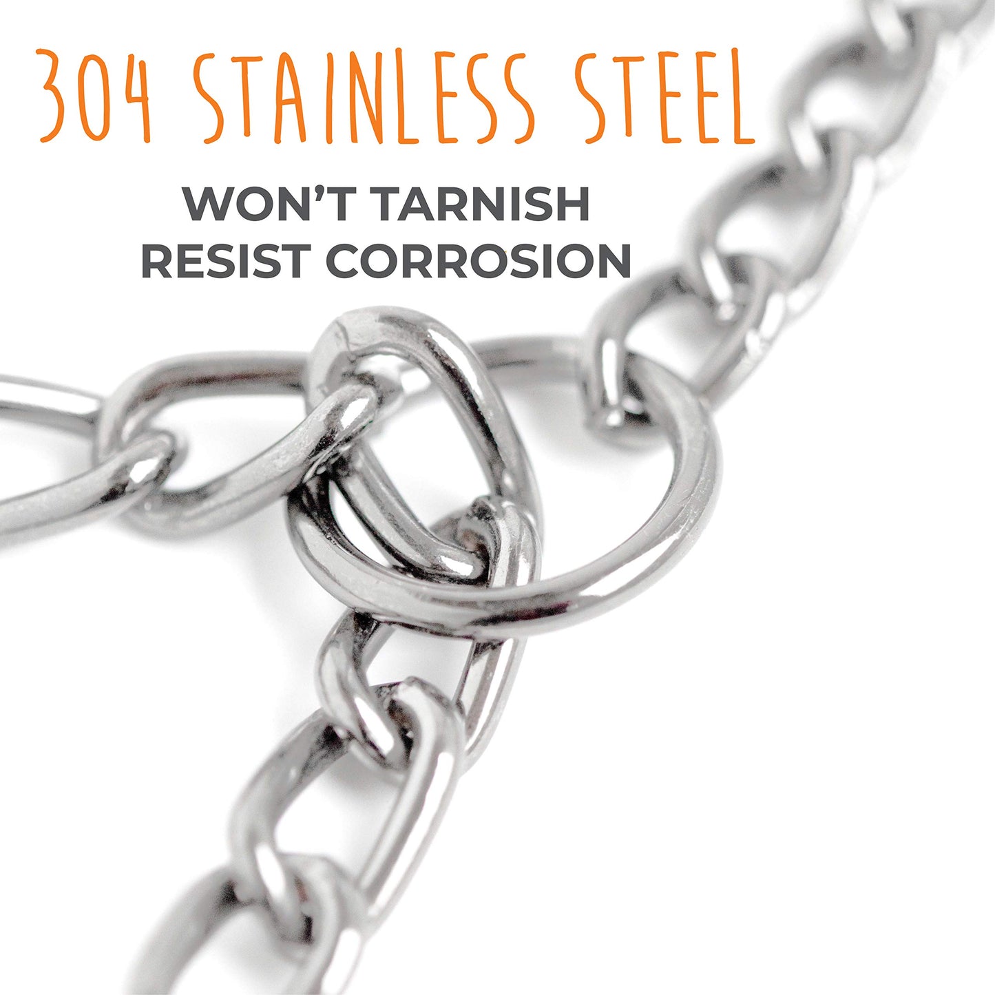 Mighty Paw Slip Collar - Stainless Steel - Weather Resistant - Tarnish Proof - Durable Chain Dog Choke Collars - No Pull Dogs Training - Strong and Premium - Metal Chain (16")