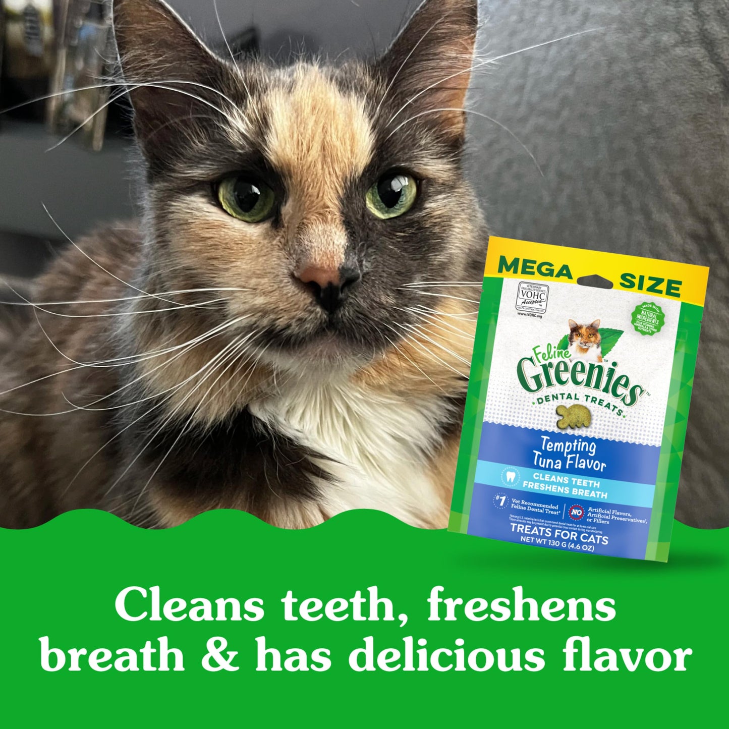 Greenies Feline Adult Dental Cat Treats, Tempting Tuna Flavor, 4.6 oz. Pack