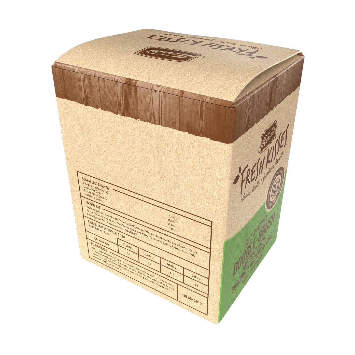 Merrick Fresh Kisses Natural Dental Chews Infused With Coconut And Botanical Oils For Large Dogs Over 50 Lbs - 22 ct. Box