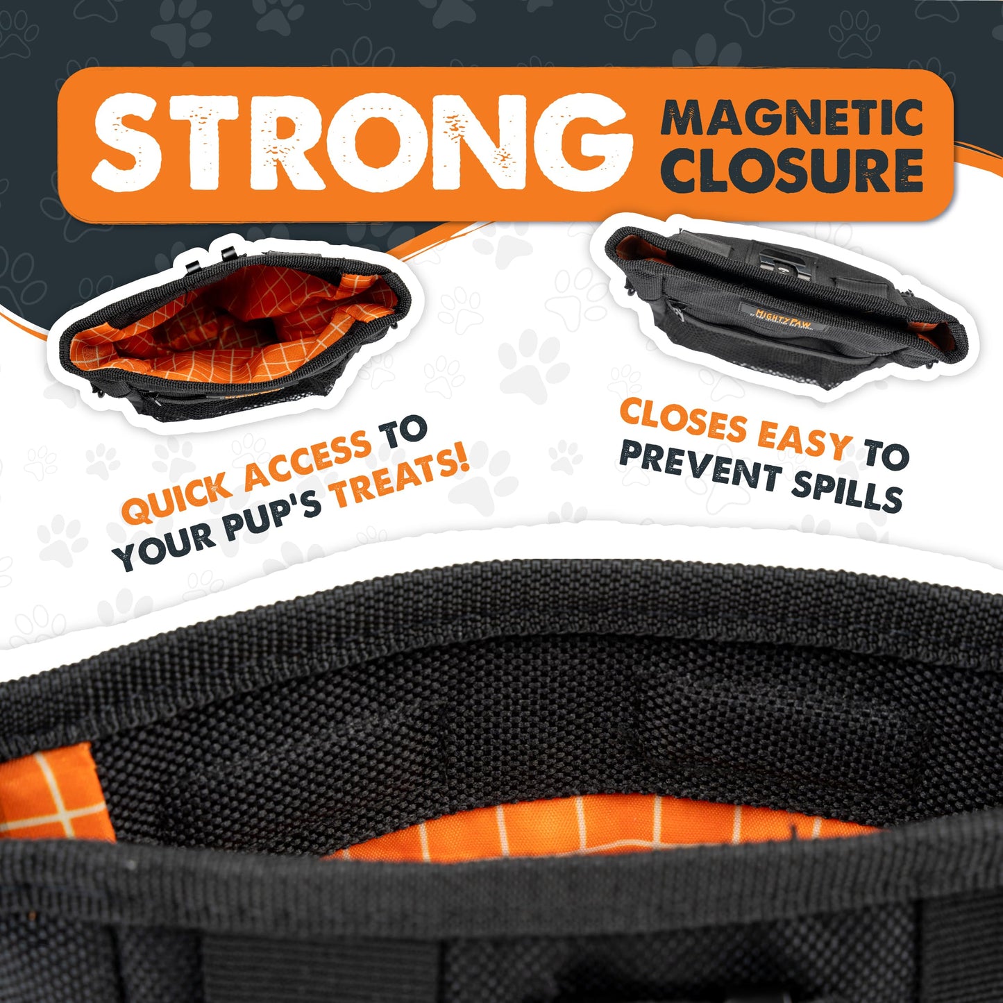 Mighty Paw Dog Treat Pouch | No Spill Magenetic Clasp - Hands-Free Pouches for Training - Pets Training Treat Pouches for Dog Walks - Pet Bags Pouch - Built in Poop Bag Holder