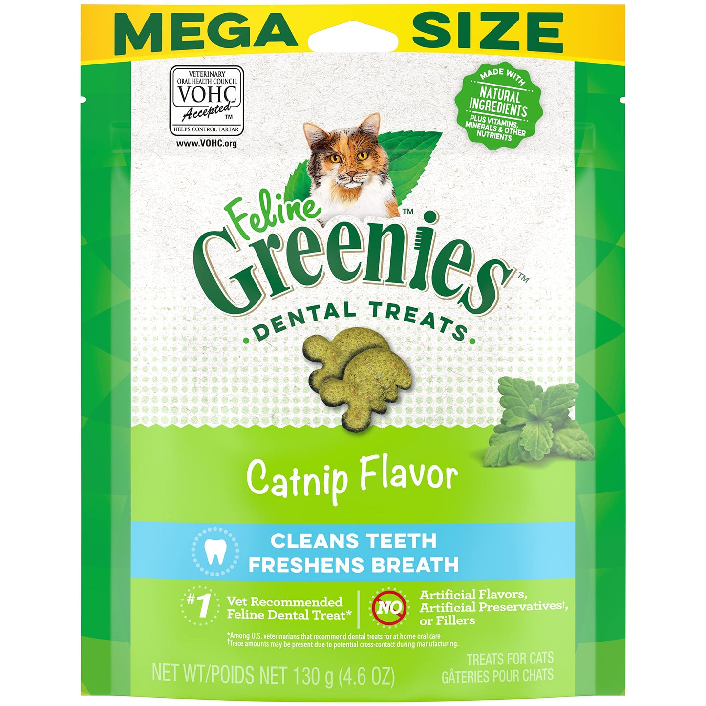 Greenies Feline Adult Dental Cat Treats, Catnip Flavor, 4.6 oz. Pack