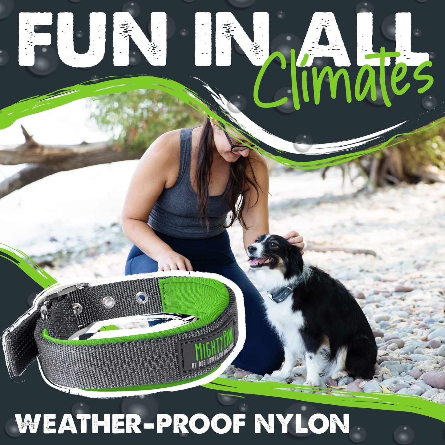 Mighty Paw Ultra Soft Dog Collar - Ultimate Comfort with Super Soft Neoprene Padding for Large and Small Dogs - Stay Safe and Visible with Reflective Threading - Fun in All Climates