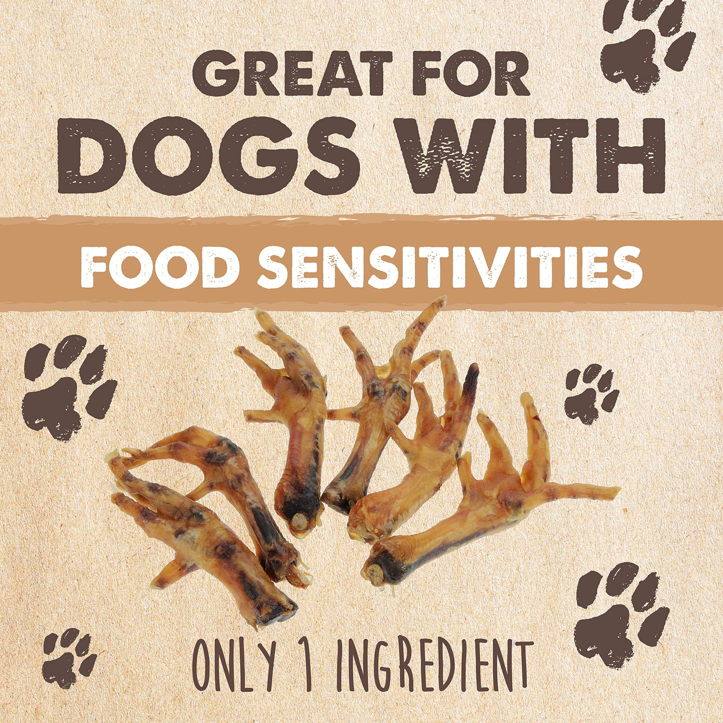 Mighty Paw Naturals Chicken Feet Dog Treats (30 Pack) | 100% Natural Dehydrated Chicken Feet for Dogs. Dried Treat for Pets. Single Ingredient Chews