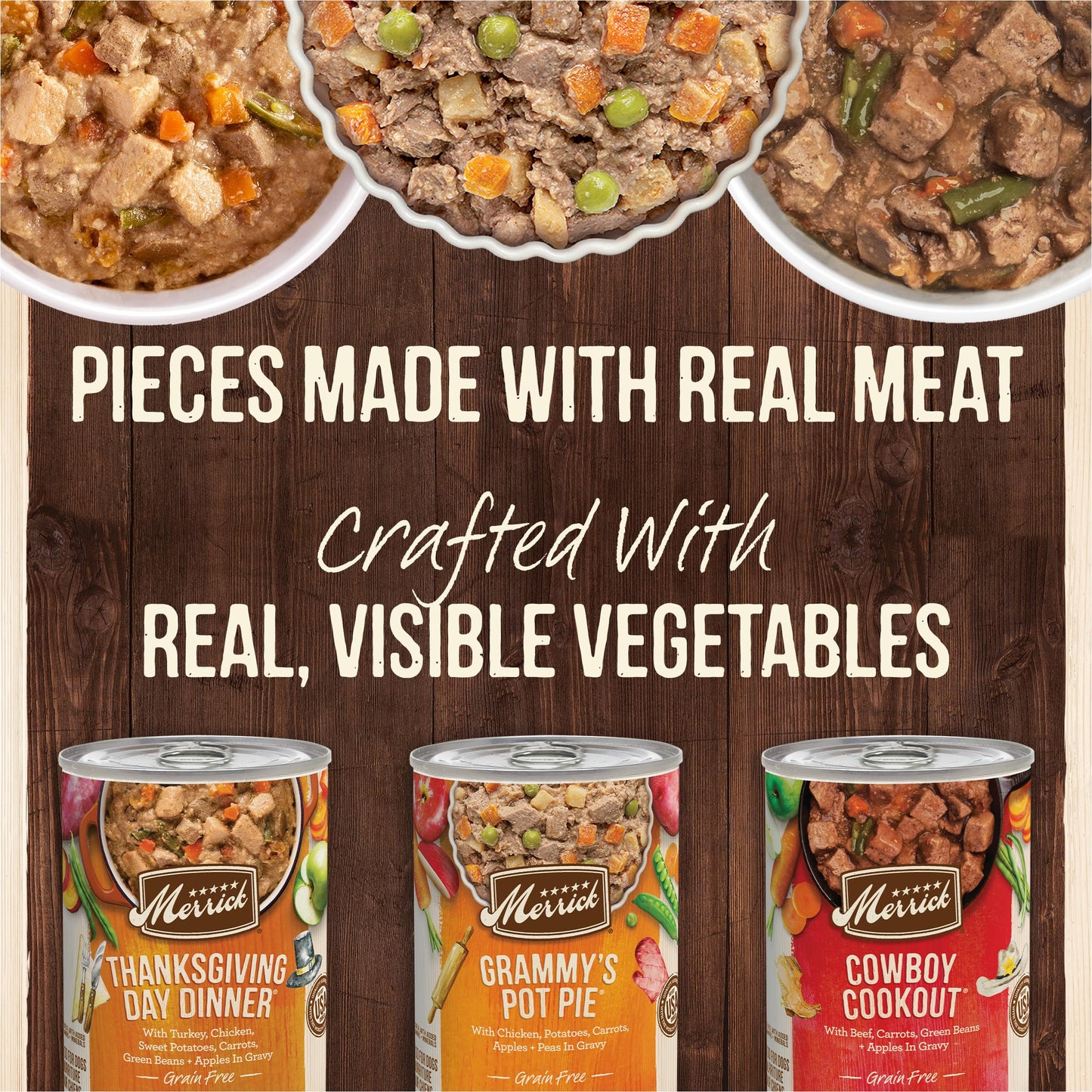 Merrick Grain Free Wet Dog Food Variety Pack, Grain Free Favorites Canned Dog Food - (12) 12.7 oz. Cans