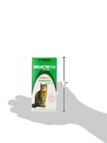 Nutramax Welactin Omega 3 Fish Oil for Cats, Skin and Coat Health Supplement, Plus Kidney, Brain, and Vision Support, Premium Omega 3 Fatty Acids EPA and DHA, 4 Ounce Liquid