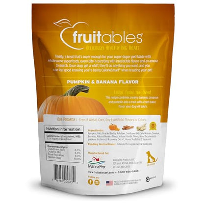 Fruitables Baked Dog Treats – Healthy Low Calorie – Free of Wheat, Corn and Soy – Pumpkin and Banana – 12 Ounces (Pack of 2)