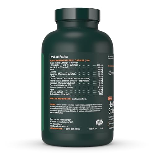 VetriScience Healthy Spine & Disc Easy-Open Capsules, Back & Spinal Support Chondroitin & Taurine Supplement for Dogs, Perfect for Dachshunds, Corgis, Frenchies & More, 180 Count