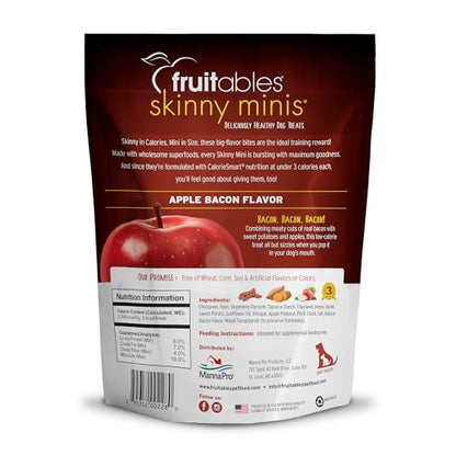 Fruitables Skinny Mini Dog Treats Healthy Apple Bacon Flavored Dog Snacks Low Calorie Training Treats Wheat, Corn & Soy Free 5 Ounces (Pack of 4)