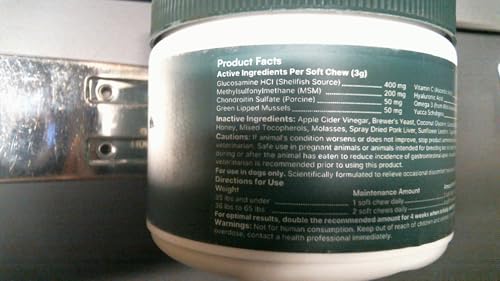 Wuffes Advanced Dog Hip and Joint Supplement with Glucosamine, Chondroitin, Omega 3, MSM, and Green Lipped Mussel, 60 Pork Flavored Chews for Small and Medium Dog Breeds