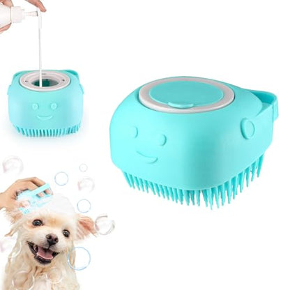 VIWIK Dog Bath Brush, Blue - Complete Pet Grooming Kit Includes 3 Versatile Brushes for Bathing, Hair Removal, Massage, Safe and Sturdy with Food-Grade Silicone, Effortlessly Clean Your Dog