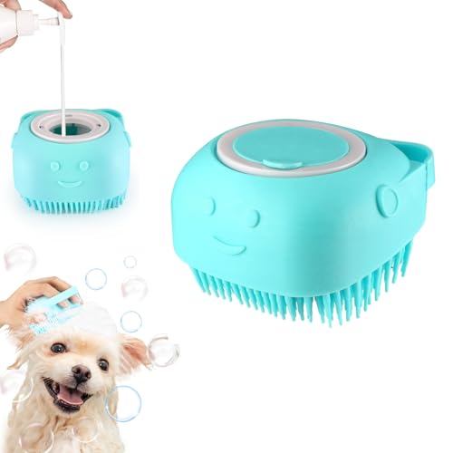 VIWIK Dog Bath Brush, Blue - Complete Pet Grooming Kit Includes 3 Versatile Brushes for Bathing, Hair Removal, Massage, Safe and Sturdy with Food-Grade Silicone, Effortlessly Clean Your Dog