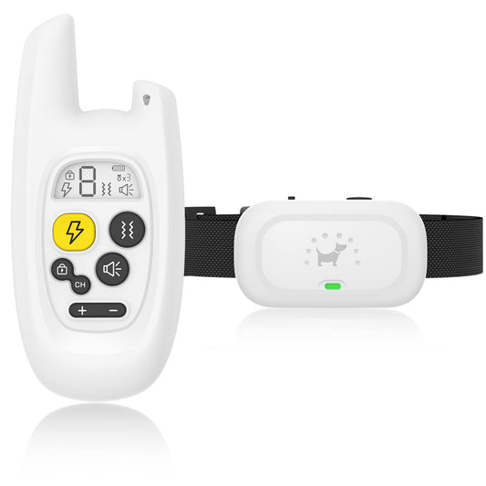 VIWIK Shock Collar for Large Medium Small Dogs, Rechargeable Dog Training Collar with Remote 1600FT, Electric IPX7 Waterproof Bark Collar W/Beep, Vibration, Shock and Keypad Lock White