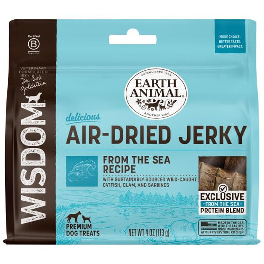 Earth Animal Wisdom Air-Dried Jerky from The Sea Recipe | Dog Treats | Dog Snacks | Premium Natural Fish Jerky Strips | 4 oz |Made in The USA (Pack of 1)