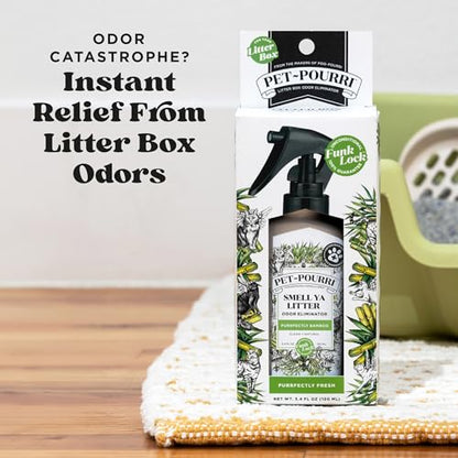 Poo-Pourri Purrfectly Bamboo 3.4oz Cat & Home Deodorizer Spray – Cat & Dog Odor Remover – Plant Based Ingredients – Vet Recommended – Great for Air, Carpet, Litter Box, Pee, Urine & Strong Pet Odors