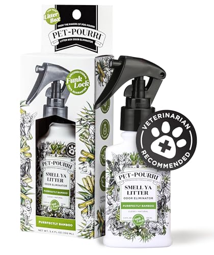 Poo-Pourri Purrfectly Bamboo 3.4oz Cat & Home Deodorizer Spray – Cat & Dog Odor Remover – Plant Based Ingredients – Vet Recommended – Great for Air, Carpet, Litter Box, Pee, Urine & Strong Pet Odors