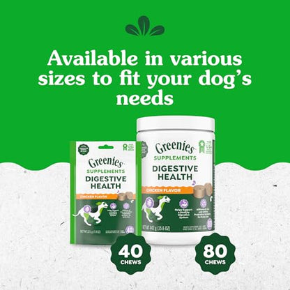 Greenies Supplements Digestive Health Probiotics for Dogs Chicken Flavor, 7.8 oz. Pouch of 40 ct.