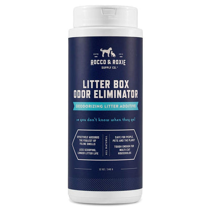 Rocco & Roxie Litter Box Odor Eliminator, Best Natural Urine Deodorizer for Cat Litter Boxes Cats Smell Control, Odor Absorber, Safe for Kitty, 12 oz