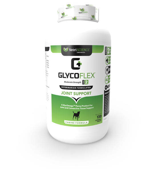 VetriScience Healthy Hip & Joint Chewable Tablets, GlycoFlex Glucosamine and Green-Lipped Mussel Joint Support Supplement for Dogs, Promote Mobility and Protect Joints, Chicken, 120 Count