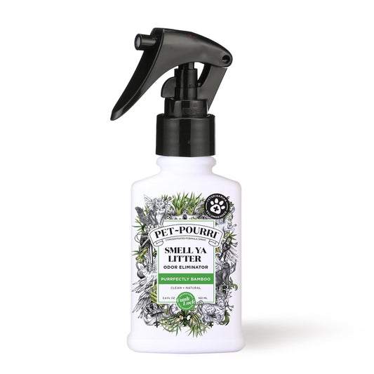 Poo-Pourri Purrfectly Bamboo 3.4oz Cat & Home Deodorizer Spray – Cat & Dog Odor Remover – Plant Based Ingredients – Vet Recommended – Great for Air, Carpet, Litter Box, Pee, Urine & Strong Pet Odors