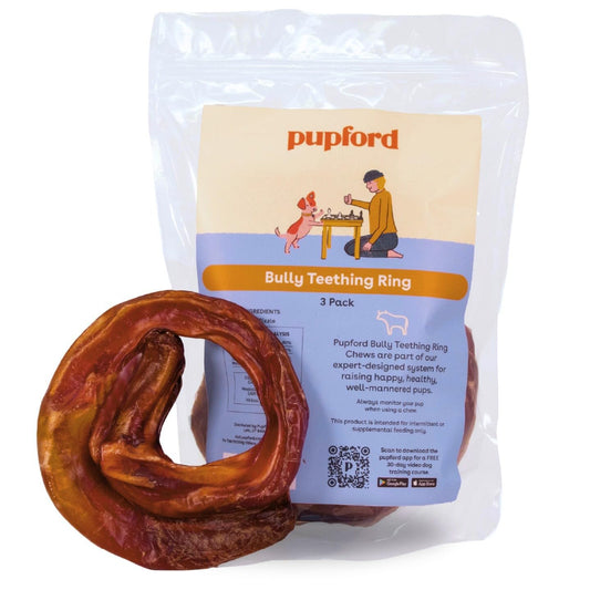 Pupford Bully Stick Rings for Puppies & Dogs, Long-Lasting Beef Dog Chew Treats, 3 Pack