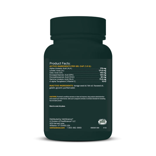 VetriScience Healthy Skin Omega 3, 6, 9 Fish Oil Supplement for Dogs and Cats, 90 Gel Capsules - Supports Healthy Skin & Coat, Immune Health, and Joint Mobility