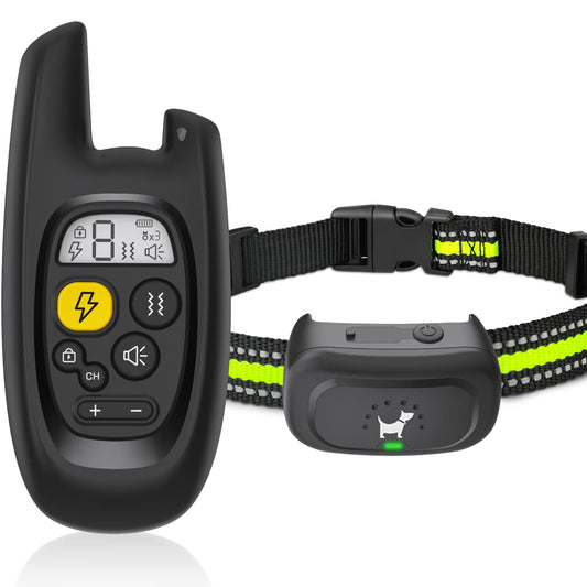 VIWIK Dog Shock Collar with Remote 1600FT, Dog Training Collar, Rechargeable Shock Collar for Large Medium Small Dogs, Electric Waterproof Bark Collar W/Beep, Vibration, Shock and Keypad Lock Black