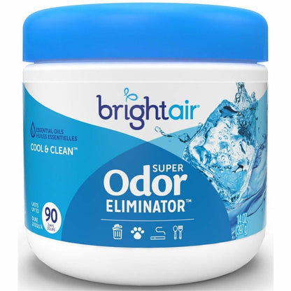 Bright Air 14 oz. Super Odor Eliminator, For Medium-Size Spaces, Cool & Clean Scent, Case of 6,Air Freshener, Natural Essential Oils, Lasts Up to 90 Days Each