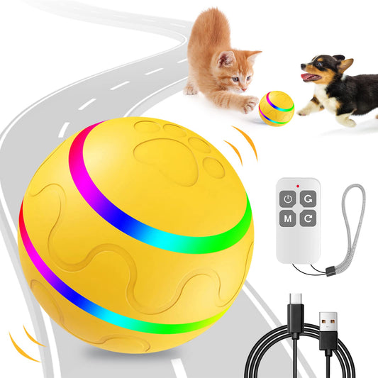 VIWIK Interactive Dog Toys with Remote Control and LED Flash Light,【2023 Newest】 Motion Activated Rolling Ball Toys for Dogs, USB Rechargeable Dog Balls Toy for Puppy, Small, Medium Dogs/Cats