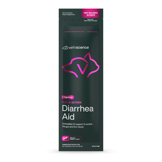 VetriScience Quick Action Diarrhea Aid Paste with Probiotics & B Vitamins, Fast Balance Digestive Support Supplement for Dogs and Cats, Gut Balancer, Help Stop Diarrhea, Unflavored, 35 cc
