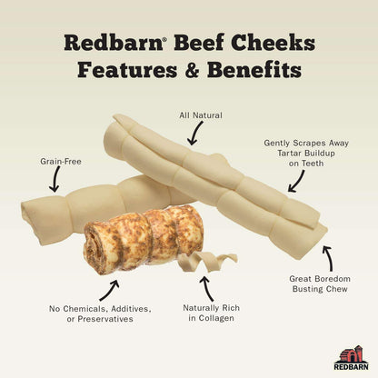 Redbarn Pet Products All-Natural Small/Medium Beef Cheek Rolls for Dogs, Chicken & Carrot Glazed - Single Ingredient Grain-Free Chew Treat Naturally Rich in Collagen - 5 Pack - Packaging May Vary