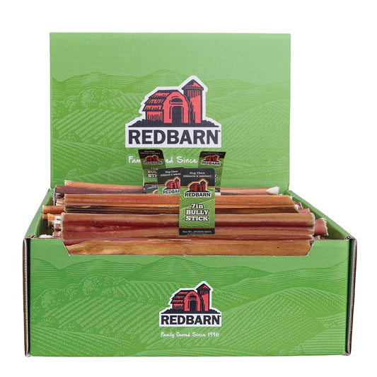 Redbarn Pet Products 7 Inch Bully Sticks - Case of 35 - Naturally Low Odor Long Lasting 100% Beef Chews for Medium Large Dogs & Puppies - Best Single Ingredient Treat Reward