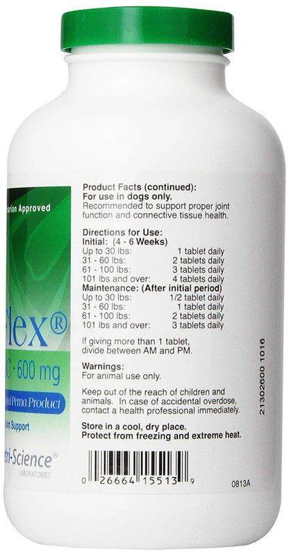VetriScience GlycoFlex Classic Hip and Joint Supplement with Green Lipped Sea Mussel for Dogs, 600 Mg, 300 Chewable Tablets