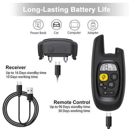 VIWIK Dog Shock Collar with Remote 1600FT, Dog Training Collar, Rechargeable Shock Collar for Large Medium Small Dogs, Electric Waterproof Bark Collar W/Beep, Vibration, Shock and Keypad Lock Black