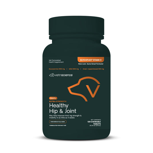 VetriScience Glycoflex 3 Clinically Proven Hip and Joint Supplement for Dogs - Maximum Strength Dog Supplement with Glucosamine, MSM, Green Lipped Mussel & DMG - 120 Chewable Tablets, Chicken Flavor