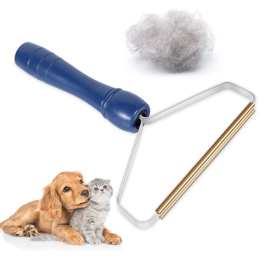 VIWIK Lint Remover, Pet Hair Remover for Couch, Portable Fur Remover Tool for Clothes Rugs, Cat Dog Hair Remover, Durable Carpet Lint Scraper and Carpet Rake (1PCS-Blue)