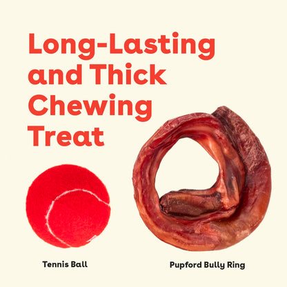 Pupford Bully Stick Rings for Puppies & Dogs, Long-Lasting Beef Dog Chew Treats, 3 Pack