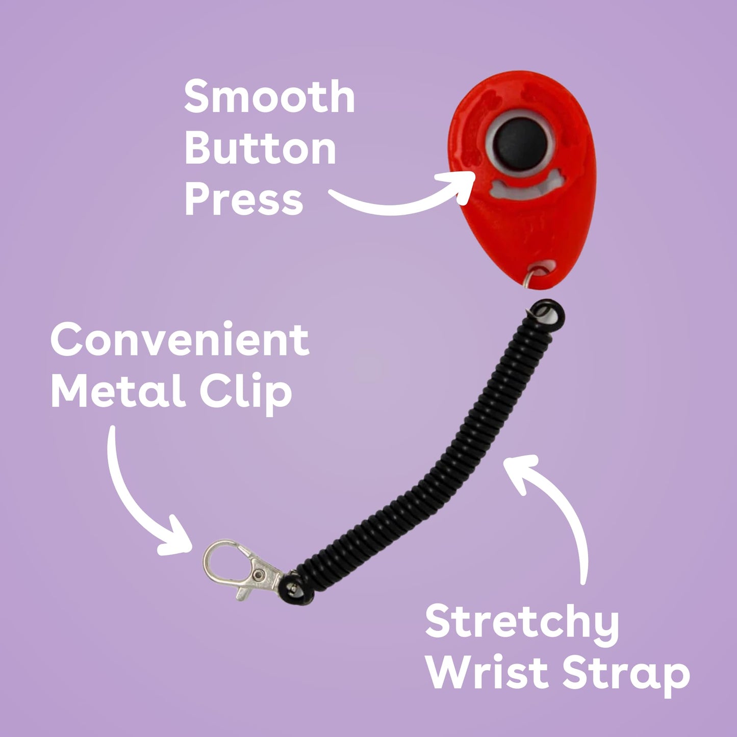 Pupford Dog Training Clicker with Wrist Strap, Compact, Easy-Access Clicker for Positive Reinforcement Training (1 Pack, Red)